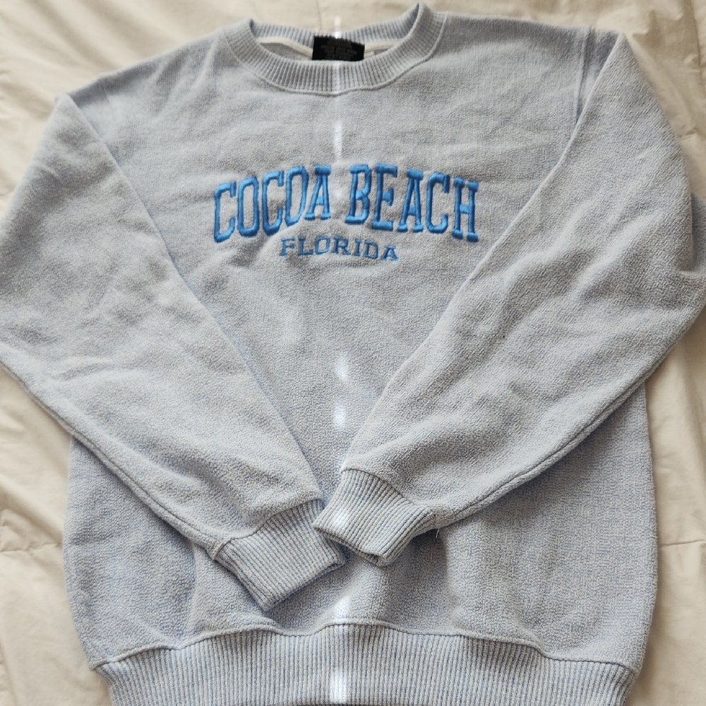 Cocoa Beach Florida Light Gray Crew Neck Sweater